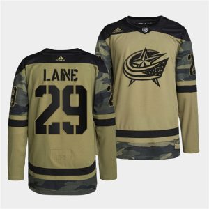 Columbus Blue Jackets #29 Patrik Laine 2022 Camo Military Appreciation Night Stitched Jersey