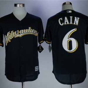 Milwaukee Brewers #6 Lorenzo Cain Navy Coolbase Stitched Jersey