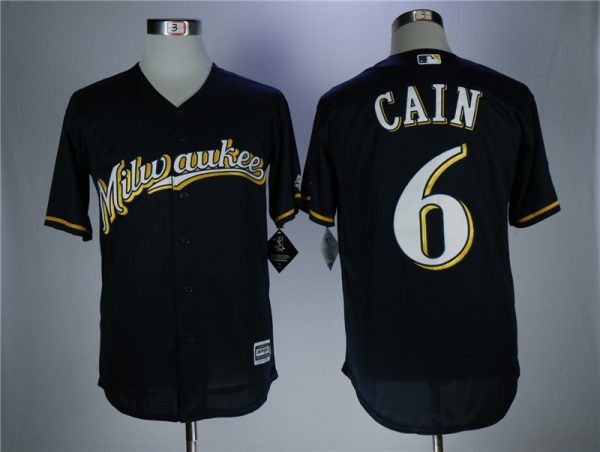 Milwaukee Brewers #6 Lorenzo Cain Navy Coolbase Stitched Jersey