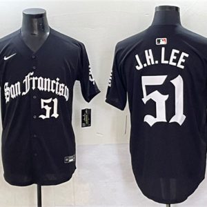San Francisco Giants #51 Jung Hoo Lee Black 'Gothic Fog Edition' Vapor Premier Limited Stitched Jersey