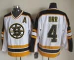 Bruins #4 Bobby Orr White Black CCM Throwback Stitched Jersey