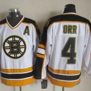 Bruins #4 Bobby Orr White Black CCM Throwback Stitched Jersey