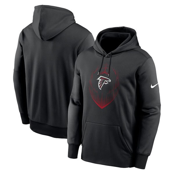 Atlanta Falcons Black Icon Performance Pullover Hoodie