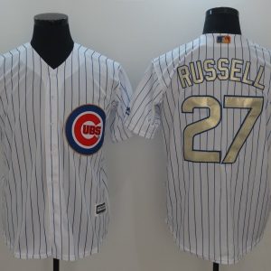 Chicago Cubs #27 Addison Russell White 2017 Gold Program Cool Base Stitched Jersey