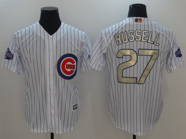 Chicago Cubs #27 Addison Russell White 2017 Gold Program Cool Base Stitched Jersey