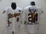 Los Angeles Dodgers Front #8 Back #24 Kobe Bryant White With KB Patch Cool Base Stitched Jersey