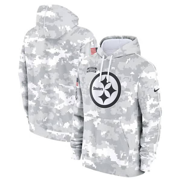 Pittsburgh Steelers 2024 Arctic Camo Salute To Service Club Fleece Pullover Hoodie
