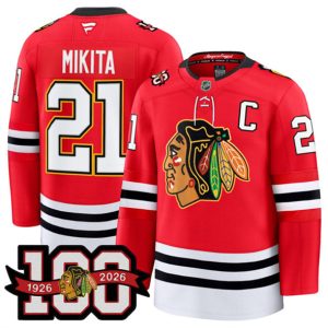 Chicago Blackhawks #21 Stan Mikita Red 2025 Home 100th Anniversary Stitched Jersey