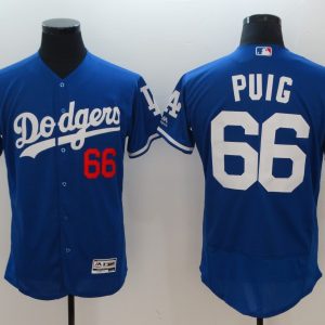 Los Angeles Dodgers #66 Yasiel Puig Blue Flexbase Stitched Jersey