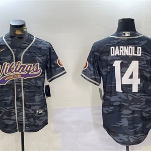Minnesota Vikings #14 Sam Darnold Gray Camo Cool Base Stitched Jersey
