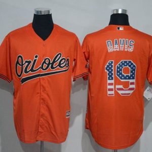 Orioles #19 Chris Davis Orange USA Flag Fashion Stitched Jersey