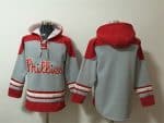 Philadelphia Phillies Blank Grey Red Ageless Must-Have Lace-Up Pullover Hoodie