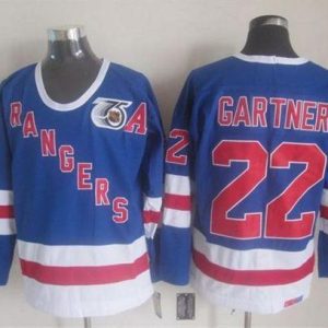 Rangers #22 Mike Gartner Blue CCM 75TH Stitched Jersey