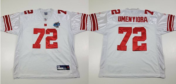 New York Giants #72 Osi Umenyiora White Superbowl Stitched Jersey