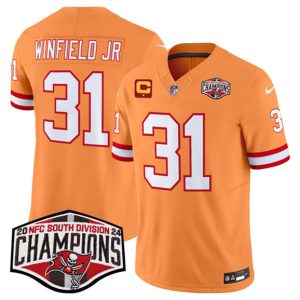 Tampa Bay Buccaneers #31 Antoine Winfield Jr. Orange 2024 F.U.S.E. NFC South Division Champions With 1-Star C Patch Limited Stitched Jersey