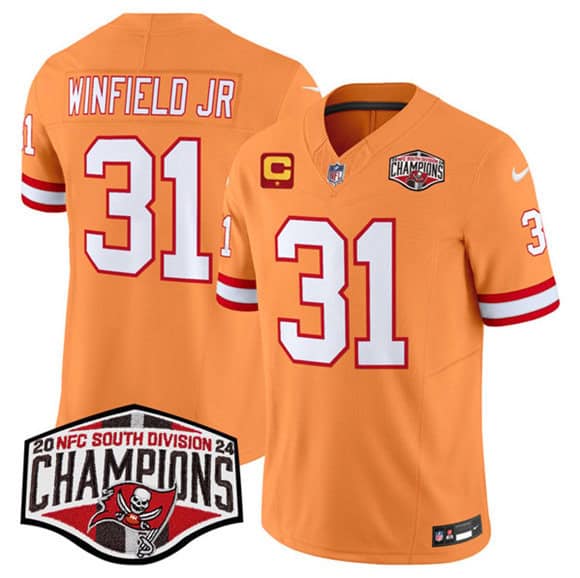 Tampa Bay Buccaneers #31 Antoine Winfield Jr. Orange 2024 F.U.S.E. NFC South Division Champions With 1-Star C Patch Limited Stitched Jersey