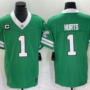 Philadelphia Eagles #1 Jalen Hurts Green 2023 F.U.S.E. Vapor Untouchable With C Patch Stitched Jersey