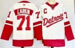 Detroit Red Wings #71 Dylan Larkin White Red 2024-25 With C Patch Stitched Jersey