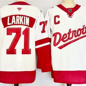 Detroit Red Wings #71 Dylan Larkin White Red 2024-25 With C Patch Stitched Jersey
