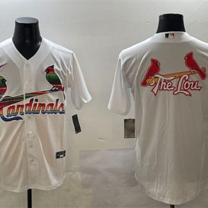 St. Louis Cardinals Team Big Logo White Cool Base Stitched Jersey