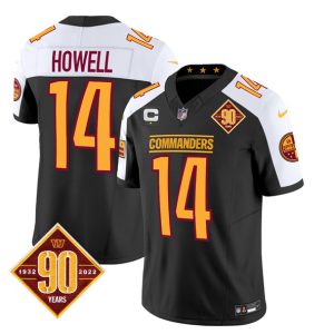 Washington Commanders #14 Sam Howell Black White 2023 F.U.S.E. 90th Anniversary Vapor Limited Stitched Jersey