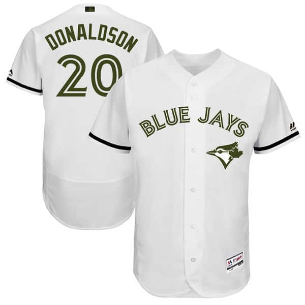 Toronto Blue Jays #20 Josh Donaldson Majestic White 2017 Memorial Day Authentic Collection Flex Base Player Stitched Jersey