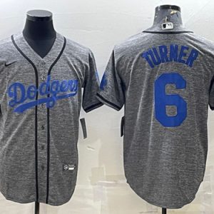 Los Angeles Dodgers #6 Trea Turner Gray Cool Base Stitched Jersey