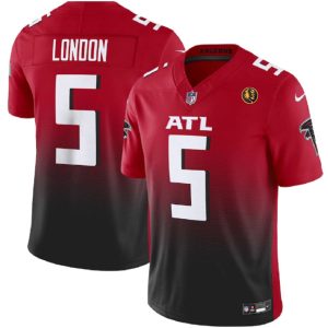 Atlanta Falcons #5 Drake London Red Black 2023 F.U.S.E. With John Madden Patch Vapor Limited Stitched Jersey