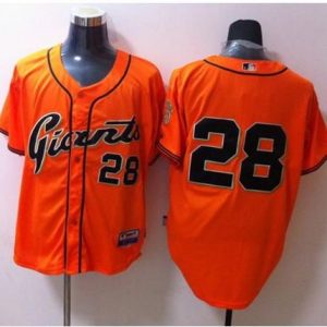 Giants #28 Buster Posey Orange Stitched Jersey
