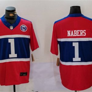 New York Giants #1 Malik Nabers Red 2024 F.U.S.E. With Patch Vapor Untouchable Limited Stitched Jersey