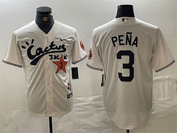 Houston Astros #3 Jeremy PeNa Cream Cactus Jack Vapor Premier Limited Stitched Jersey