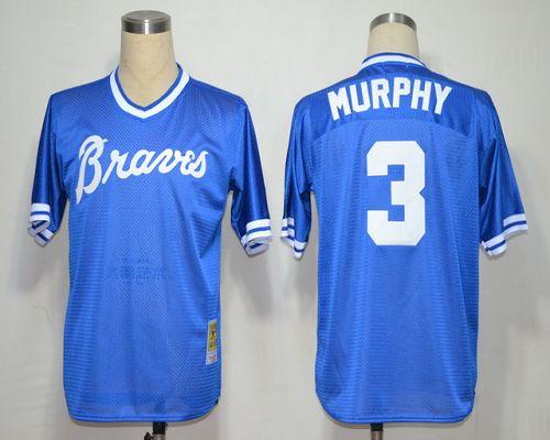 Mitchell And Ness Braves #3 Dale Murphy Blue Throwback Stitched Jersey