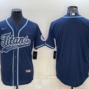 Tennessee Titans Blank Navy With Patch Cool Base Stitched Baseball Jersey
