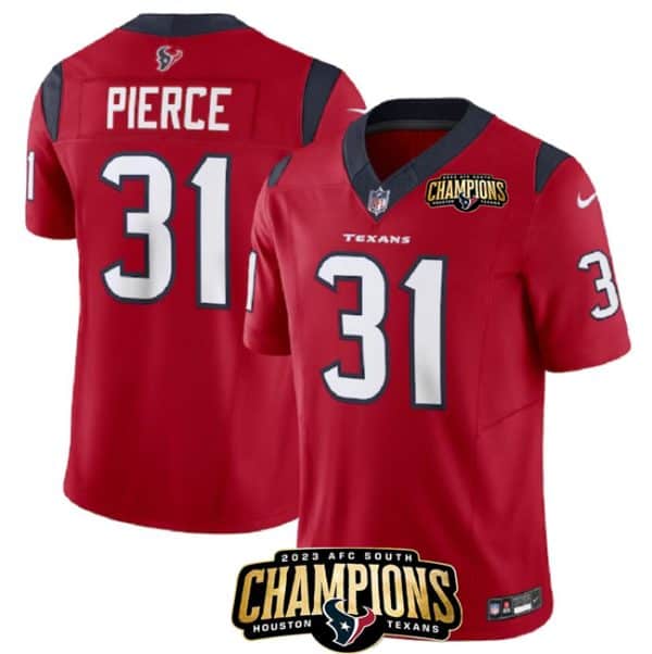 Houston Texans #31 Dameon Pierce Red 2023 F.U.S.E. AFC South Champions Patch Vapor Untouchable Limited Stitched Jersey