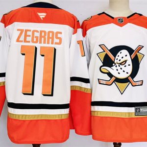 Anaheim Ducks #11 Trevor Zegras White Orange 2024-25 Stitched Jersey