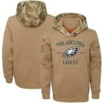 Youth Philadelphia Eagles Khaki 2019 Salute To Service Therma Pullover Hoodie