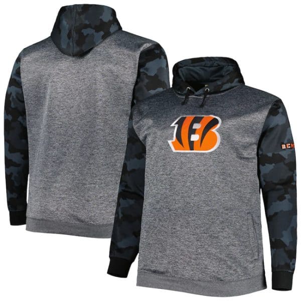 Cincinnati Bengals Heather Charcoal Big Tall Camo Pullover Hoodie