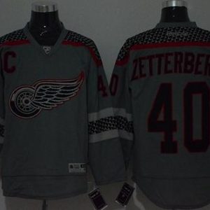 Red Wings #40 Henrik Zetterberg Charcoal Cross Check Fashion Stitched Jersey
