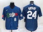 Los Angeles Dodgers #24 Kobe Bryant Navy Mexico World Series Cool Base Stitched Baseball Jersey
