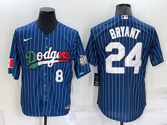 Los Angeles Dodgers #24 Kobe Bryant Navy Mexico World Series Cool Base Stitched Baseball Jersey