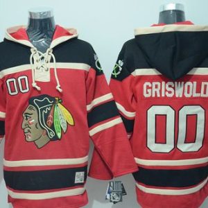 Blackhawks #00 Clark Griswold Red Sawyer Hooded Sweatshirt Stitched Jersey