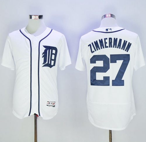 Tigers #27 Jordan Zimmermann White Flexbase Authentic Collection Stitched Jersey