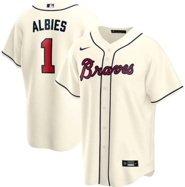 Atlanta Braves Cream #1 Ozzie Albies Cool Base Stitched Jersey