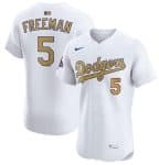 Los Angeles Dodgers #5 Freddie Freeman White 2025 Gold Collection Elite Stitched Jersey