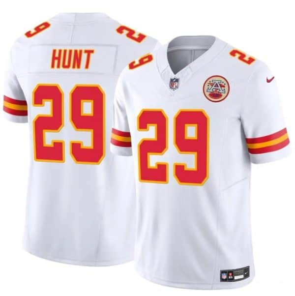Kansas City Chiefs #29 Kareem Hunt White 2024 F.U.S.E. Vapor Untouchable Limited Stitched Jersey