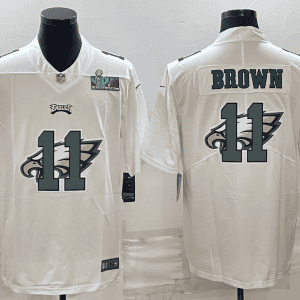 Philadelphia Eagles #11 A. J. Brown Super Bowl LVII Patch White Shadow Logo Limited Stitched Jersey