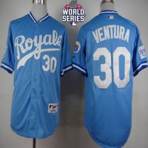 Royals #30 Yordano Ventura Light Blue 1985 Turn Back The Clock W 2015 World Series Patch Stitched Jersey