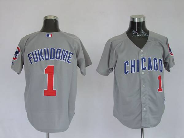 Cubs #1 Kosuke Fukudome Stitched Grey Jersey