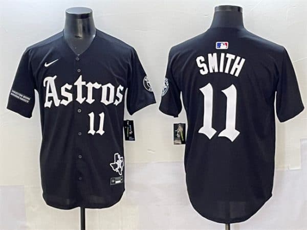 Houston Astros #11 Cam Smith Black Gothic 'Houston Born Barrio Raised' Limited Stitched Jersey
