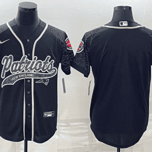 New England Patriots Blank Black Reflective With Patch Cool Base Stitched Baseball Jersey